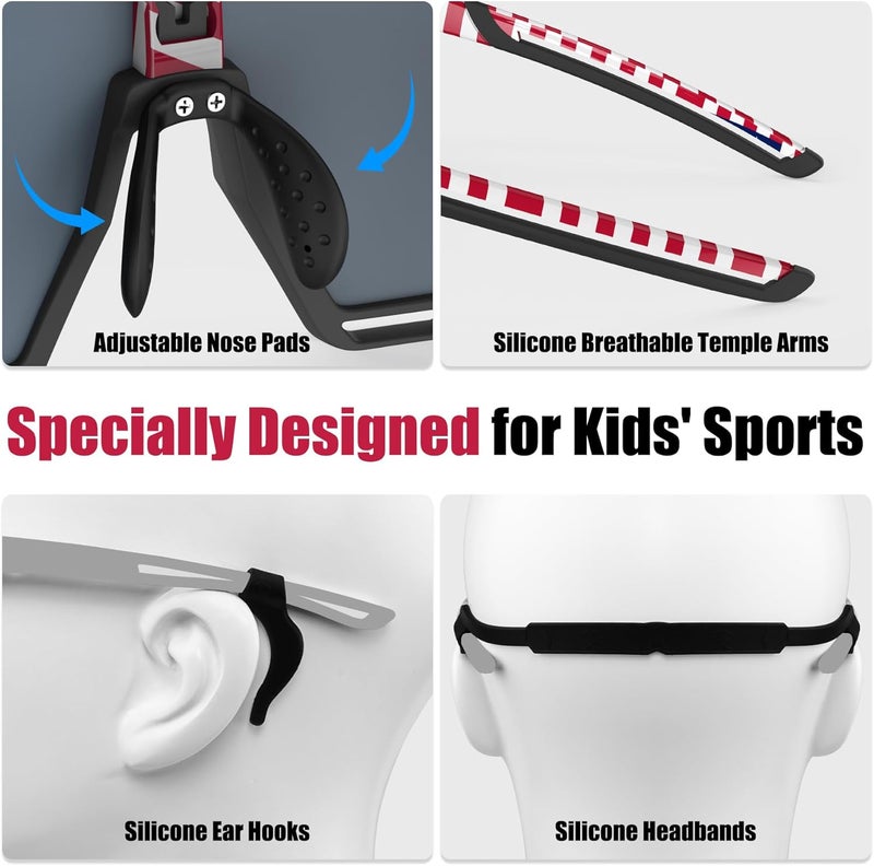 Xtiger Polarized Kids Sunglasses Youth Baseball Sunglasses UV400 Boys Girls Sports Sun Glasses for Softball Cycling Scooter - Image 5